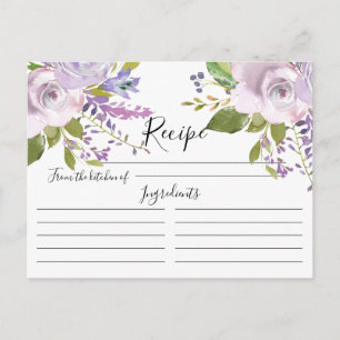 Lavender Watercolor Floral Recipe Card