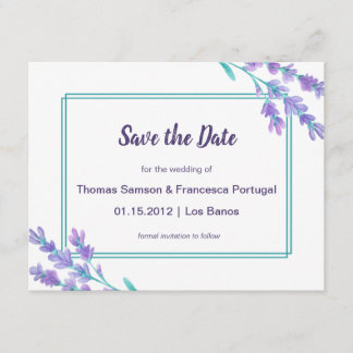 Lavender Watercolor Floral Save the Date Card