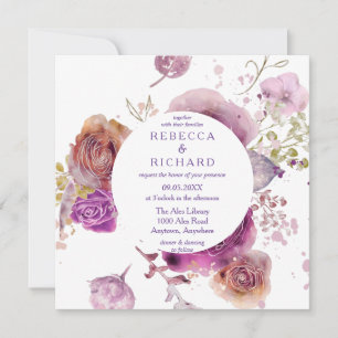 Lavender Watercolor Floral Wedding Invitation