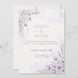 Lavender Watercolor Floral Wedding Invitation