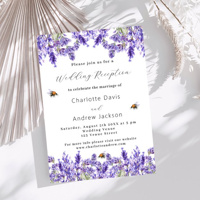 Lavender watercolor floral wedding reception invitation (Creator Uploaded)