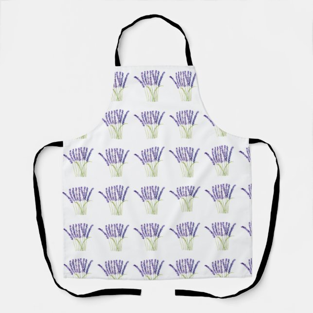 Lavender watercolor Flowers Floral purple violet  Apron (Front)