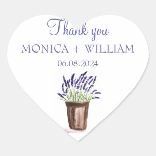 Lavender watercolor flowers herbs rustic purple he heart sticker