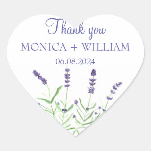 Lavender watercolor flowers herbs rustic purple heart sticker