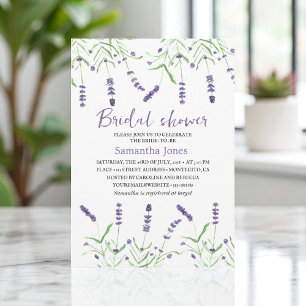 Lavender Watercolor Flowers Purple Bridal Shower  Invitation