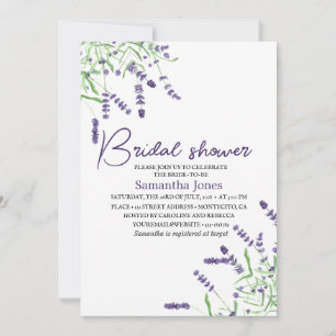 Lavender Watercolor Flowers Purple Bridal Shower Invitation