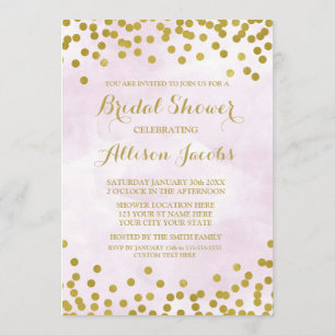 Lavender Watercolor Gold Confetti Bridal Shower Invitation