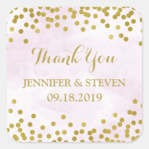Lavender Watercolor Gold Confetti Wedding Label