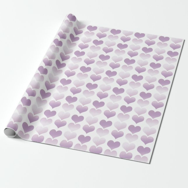 Lavender Watercolor Hearts Wrapping Paper (Unrolled)