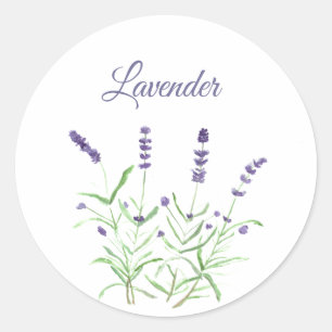 Lavender Watercolor Herbs Kitchen Purple  Classic Round Sticker