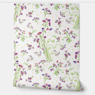 Lavender Watercolor Pattern Floral Art Print Wallpaper