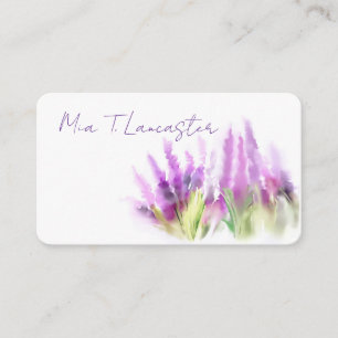 Lavender watercolor purple floral business card