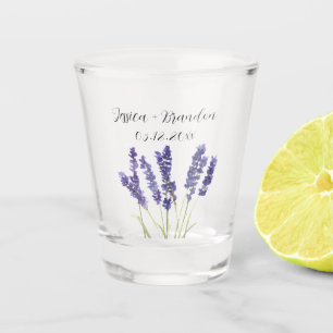Lavender Watercolor Purple Flowers Floral Wedding Shot Glass
