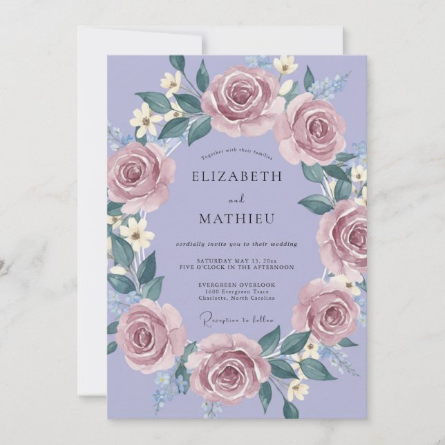 Lavender Watercolor Romantic Wedding Invitation (Front)