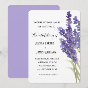 Lavender Watercolor Rustic Elegant Wedding Invitation