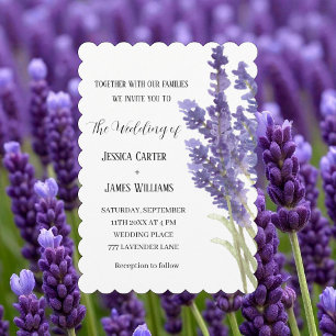 Lavender Watercolor Rustic Elegant Wedding Invitation
