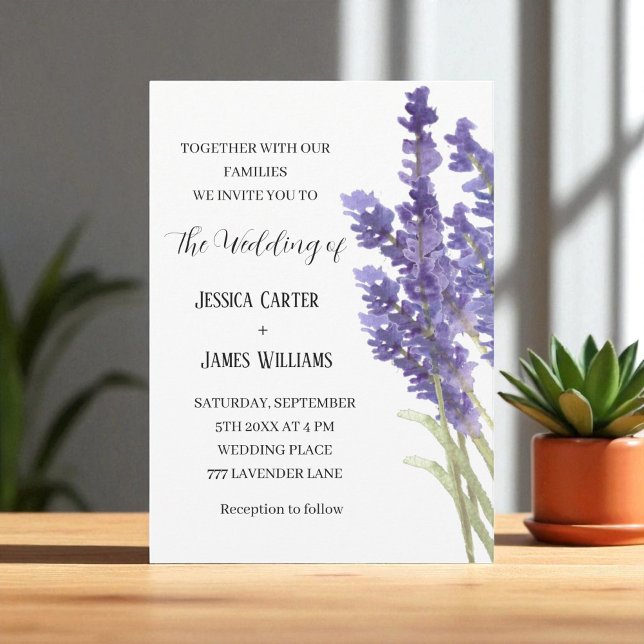 Lavender Watercolor Rustic Elegant Wedding Invitation (Creator Uploaded)