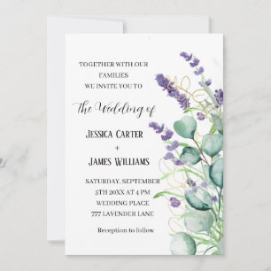 Lavender Watercolor Rustic Eucalyptus Wedding Invitation