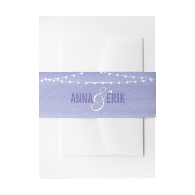 Lavender Watercolor String Lights Invitation Belly Band (Front Example)
