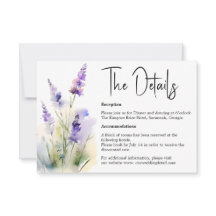 Lavender Watercolor Wedding Details card