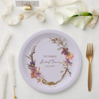 Lavender Watercolor Wildflower Paper Plates