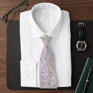 Lavender Watercolor Wildflower Tie