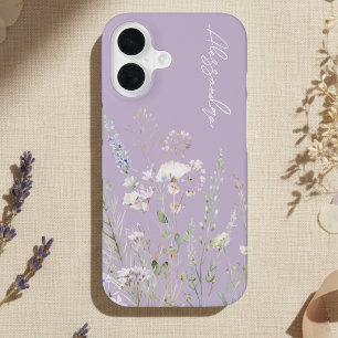 Lavender Watercolor Wildflowers iPhone 16 Case