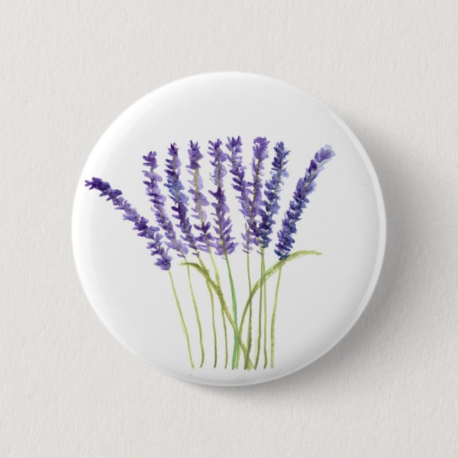 Lavender watercolour rustic purple flowers 6 cm round badge (Front)