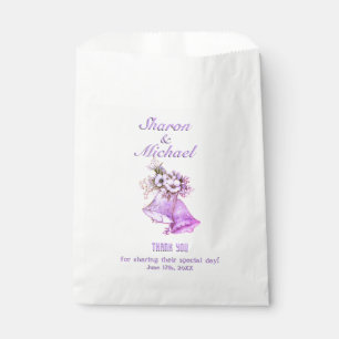 Lavender Wedding Bells Favour Bag Names and Date