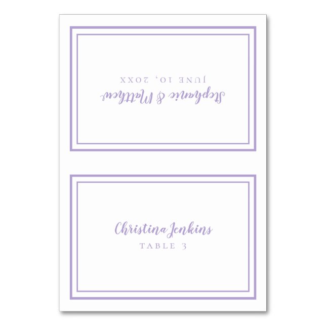 Lavender Wedding Custom Guest Place Card (Front)