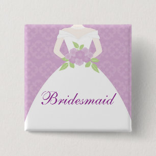 Lavender Wedding Dress Bridal Party 15 Cm Square Badge