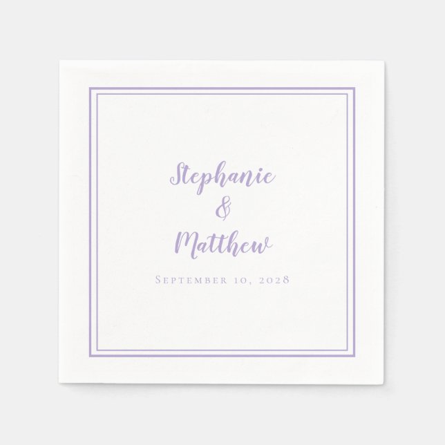Lavender Wedding Elegant Simple Modern Reception  Napkin (Front)
