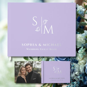 Lavender Wedding Guest Books Foil Guestbook