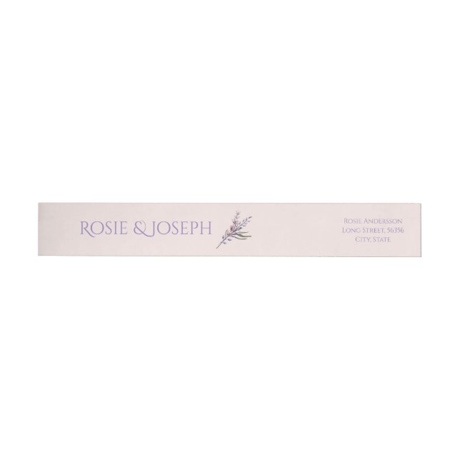 Lavender Wedding Invitation wrap around label (Individual)