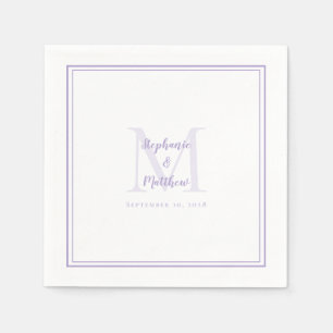 Lavender Wedding Monogram Modern Initial & Names Napkin