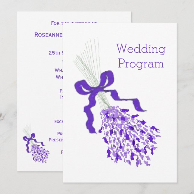 Lavender Wedding Programme (Front/Back)
