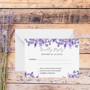 Lavender wedding response RSVP Card