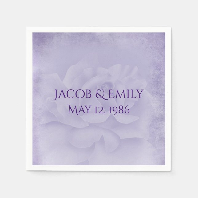 Lavender Wedding Rose  Napkin (Front)