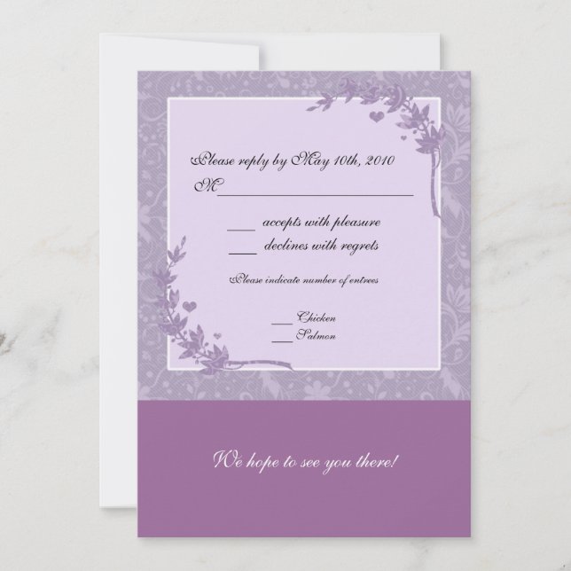 Lavender Wedding RSVP Note Card (Front)