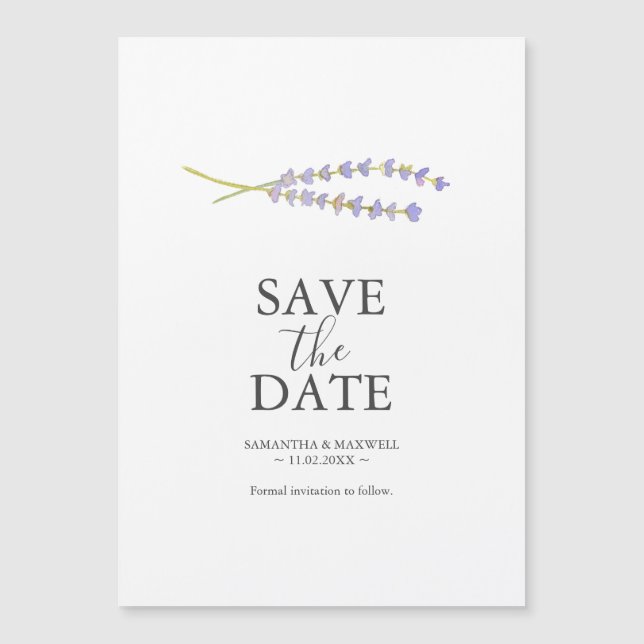 Lavender Wedding Save The Date Magnets (Front)