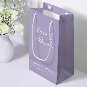 Lavender Wedding Script Love Thanks Simple Purple Small Gift Bag