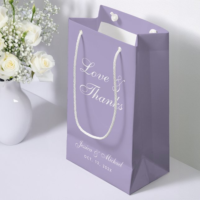 Lavender Wedding Script Love Thanks Simple Purple Small Gift Bag (Creator Uploaded)