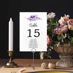 Lavender Wedding Seating Chart Table Number