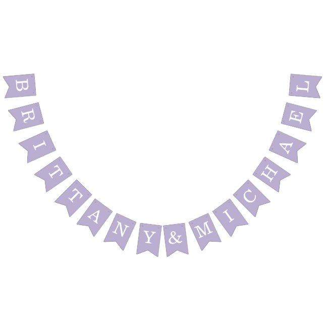 Lavender Wedding Simple Purple Bride & Groom Names Bunting (All)
