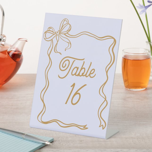Lavender Wedding Table Number Acrylic Pedestal  Sign (In SItu)
