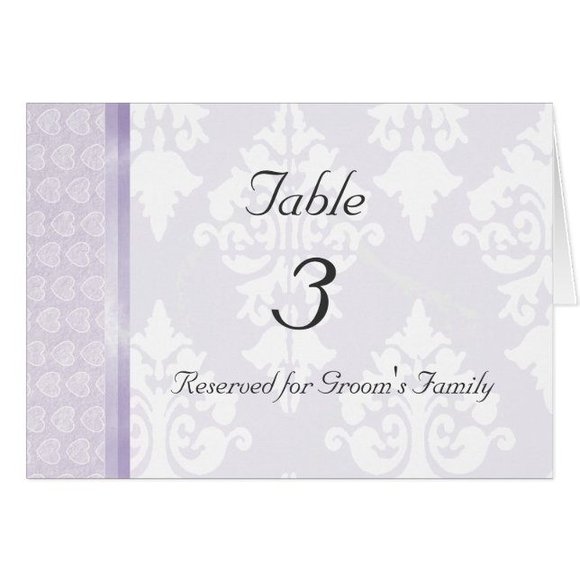 Lavender Wedding Table Number Card (Front Horizontal)