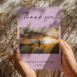 Lavender Wedding Thank You Photo Card