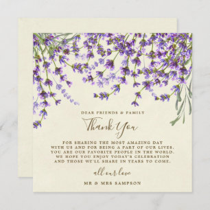 lavender wedding thank you reception card