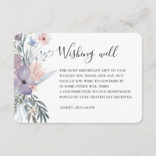 Lavender wedding wishing well. Purple flowers Enclosure Card