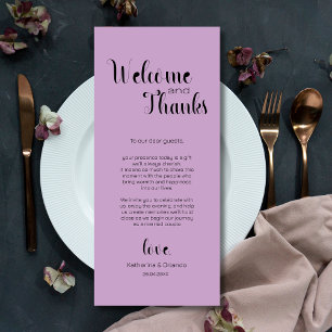 Lavender Welcome & Thanks Place Setting Cards